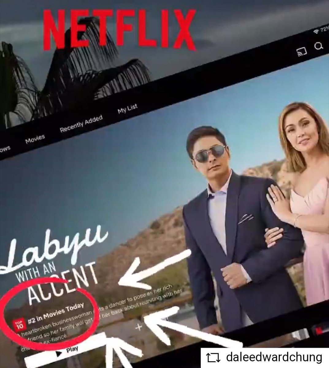 PandiumFusion's tweet photo. Catch Dale in #labyuwithanaccent on #netflix ! It's #2 in movies today! #repost @daleedwardchung with @get__repost__app Oh wow! We are number 2 on Netflix! 😄❤️🥹 #CocoMartin #JodyStaMaria #MarkLabella #ChefMarvin #JordanHemphill #pandiumfusion
https://t.co/eGq6lx99XB https://t.co/xvxx8a0mou