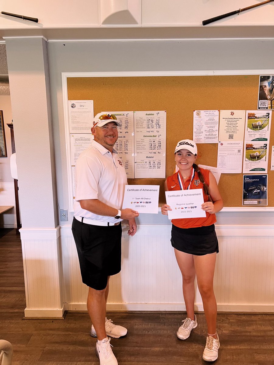 StingsGolf's tweet photo. Congratulations to @emmailess for her 2nd place finish in the District Championship. She advances to the Regional tournament @Mville_HBR on Lake Conroe April 17/18! Super proud of her! Let’s go!!! @SUPiratesGolf @DBU_GOLF @TexasCityISD @txstatewgolf https://t.co/MFepw1Uynp