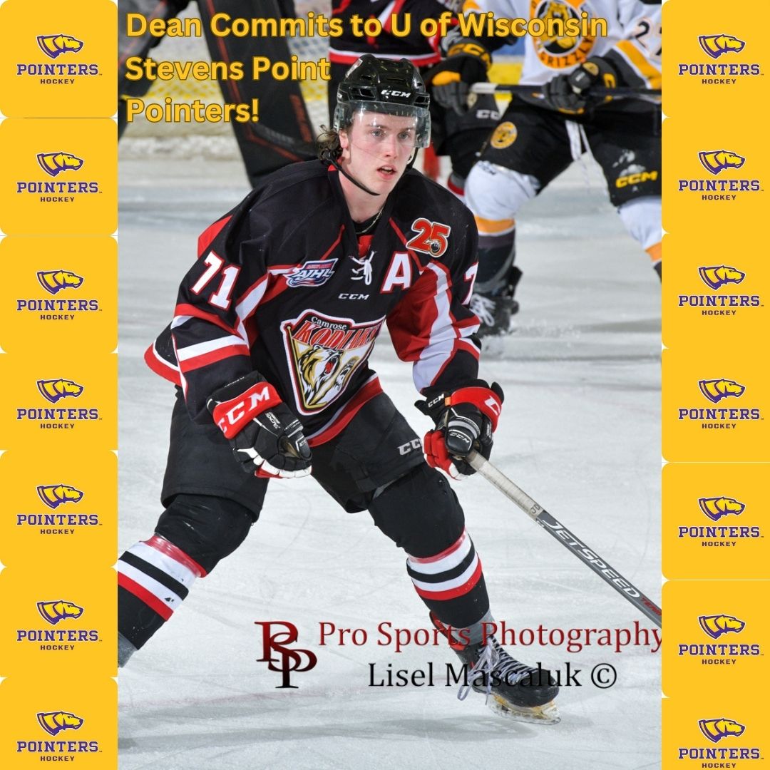 The Camrose Kodiaks are very excited to announce that 20 year old Owen Dean has committed to the University of Wisconsin-Stevens Point for the 2023-24 Season. <a href="/UWSPMhockey/">UWSP Men's Hockey</a>

All the best  <a href="/OwenDeaner13/">Owen Dean</a> #onceakodiak

camrosekodiaks.ca/dean-commits-t…

Photo Courtesy of 
<a href="/prosportsphoto/">ProSportsPhotography</a>