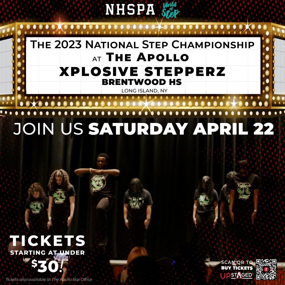 UpStagedNCPA's tweet photo. ANNOUNCING the winners in our online voted NHSPA step bracket! Officially SEMIFINALISTS, headed to the @ApolloTheater to battle it out LIVE! 
Join us APRIL 22 - NCPA/NHSPA x World of Step 
💥Tickets NOW available! 💥https://t.co/Bna5z5d1Zv https://t.co/UJsGhI8Nur