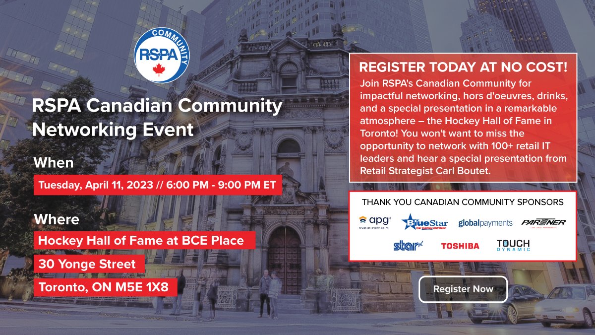 Don’t miss the impactful VAR/ISV Networking Event at the Hockey Hall of Fame April 11, hosted by
RSPA’s Canadian Community. Register today at no cost:
bit.ly/3Z7Ye2h