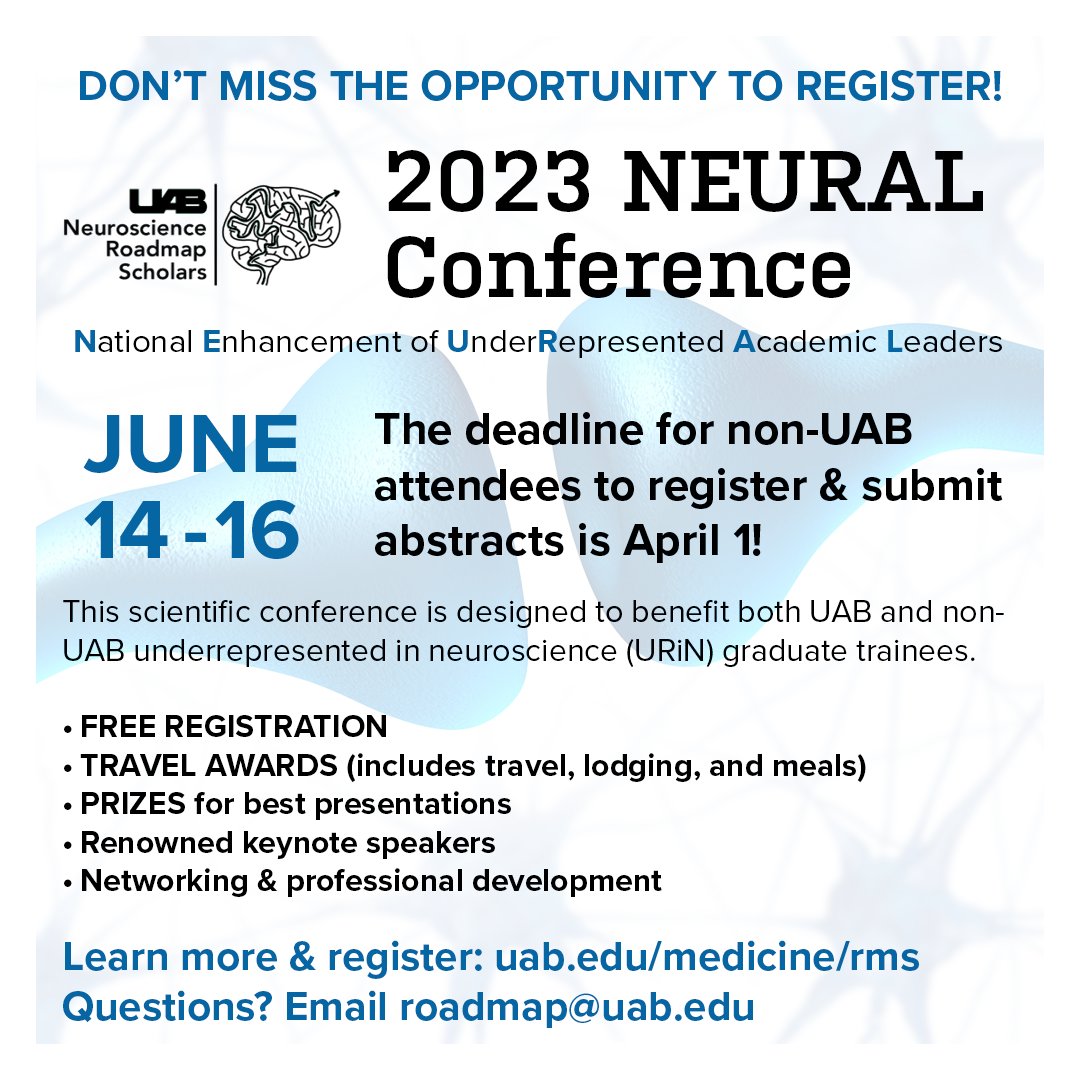 Don’t miss the opportunity to register for the 2023 NEURAL Conference! uab.edu/medicine/rms/n…