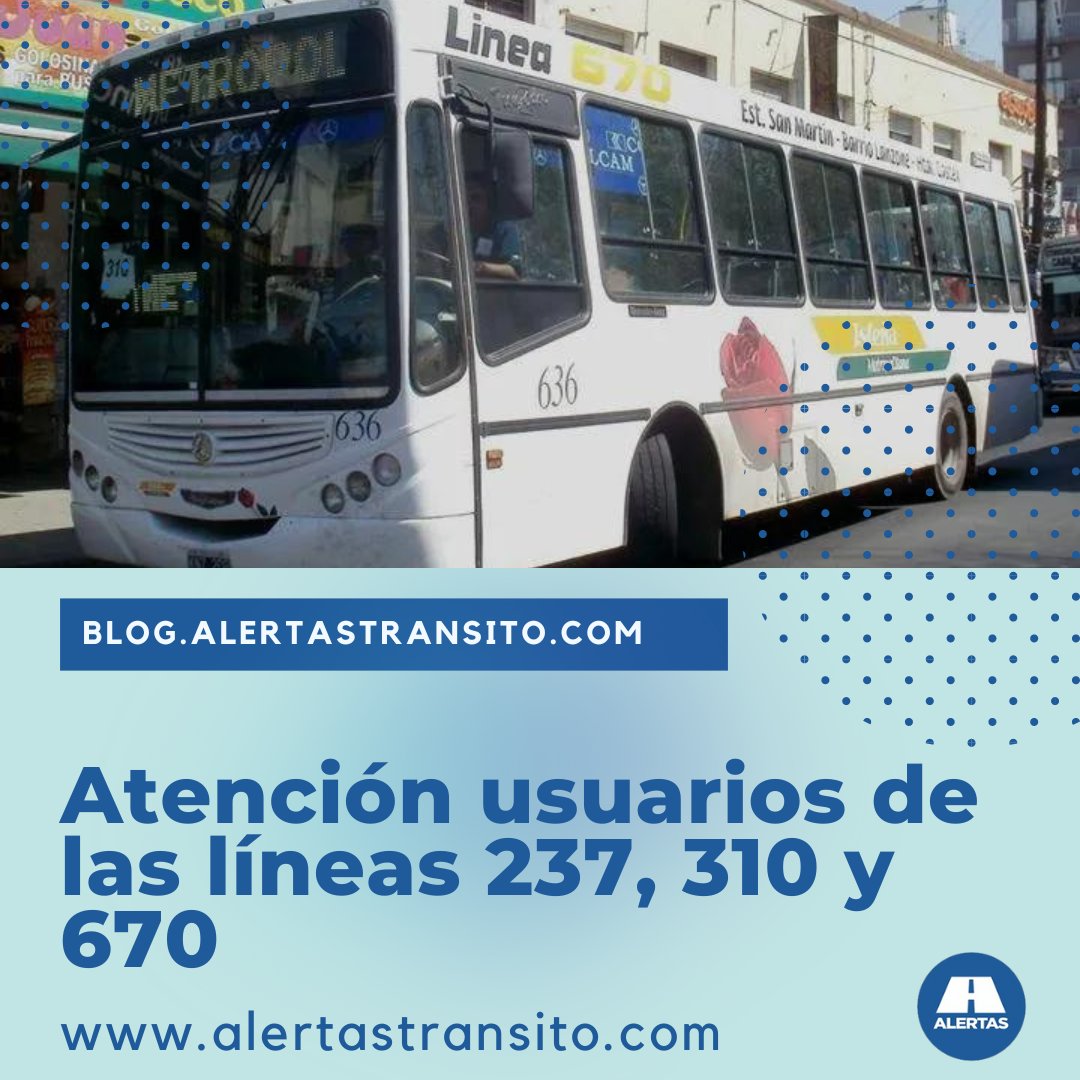 AlertasTransito's tweet photo. ⚠️🚍 Atención usuarios de las líneas 237, 310 y 670 ⚠️

❗Último momento ❗👉
https://t.co/XoMzKjF52X
.
#AlertasTransito #Transito #Lineas237 #Lineas310 #Linea670 #Metropol https://t.co/x5nRNrAWIF