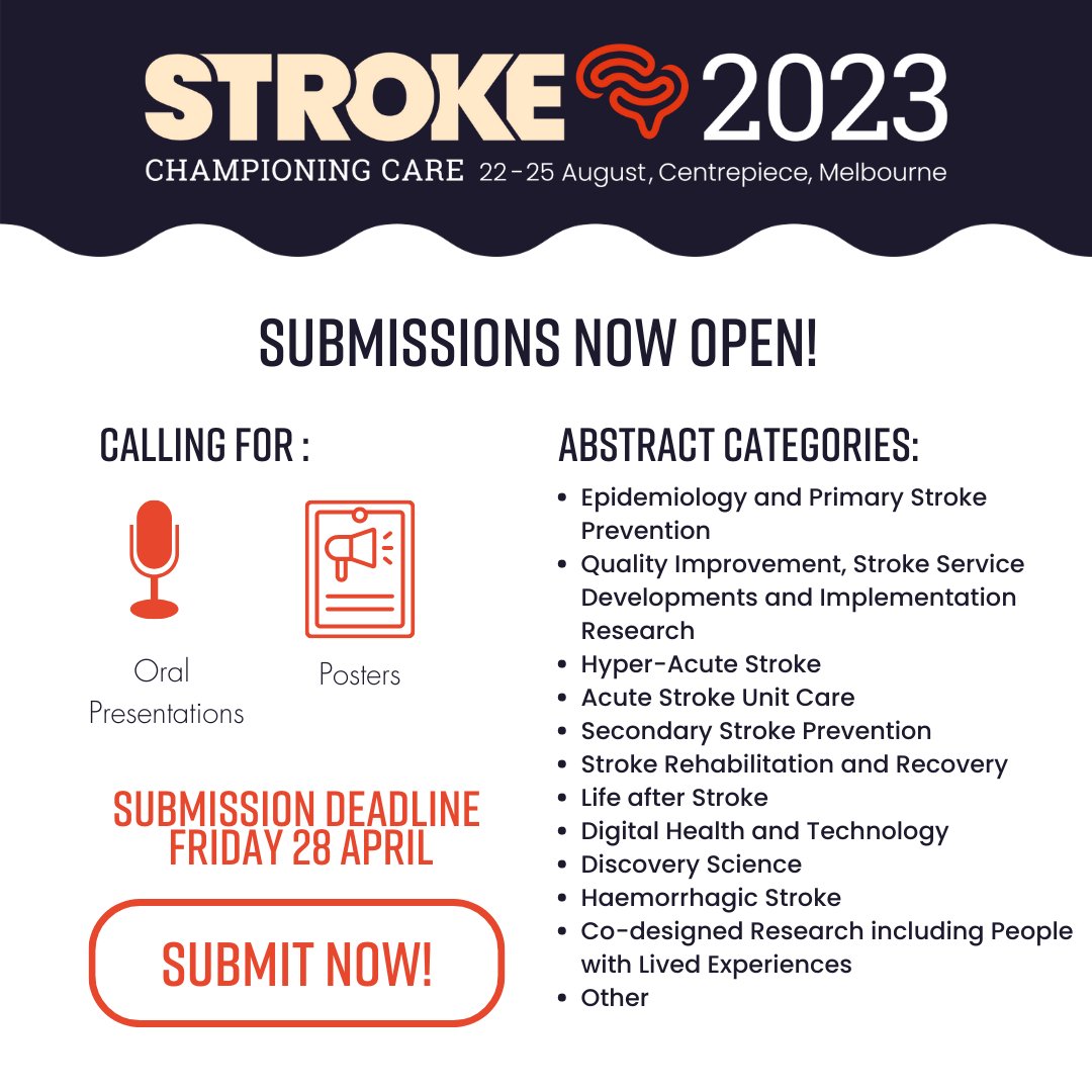 ANZSO_Stroke's tweet photo. Abstract now open for #Stroke2023 https://t.co/V8T7EA4LP7