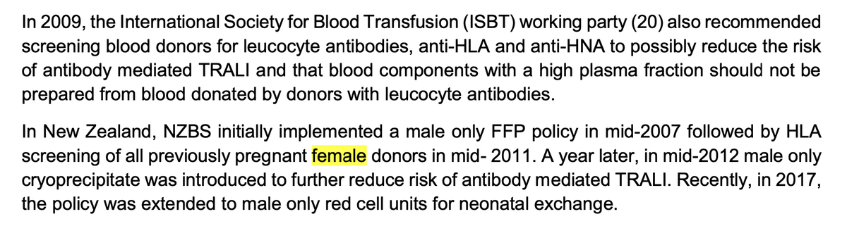 I really, really don't want to get dragged into this, because she's substantively wrong - but there is a grain of truth to the fact that biological sex (actually probably previous pregnancy) changes risk profile of blood transfusion.