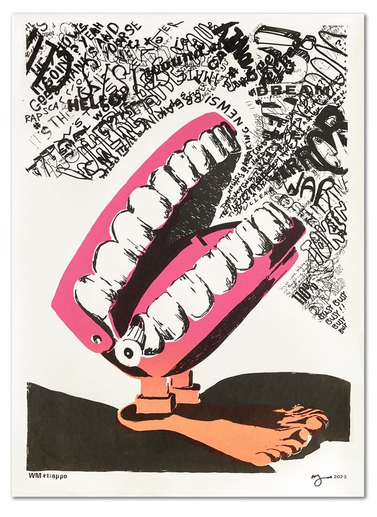 🦷 Chatter, 2023 - collab poster made at Troppo Studios Screenprint Social Club 🥂 with Katie Stanley, Flynn, Lala Zarei, Samira Mir, Jess Fulmer, Vincent, Ashley Ronning, Jack Whitemore, Charlotte Runnels, Samuel Price, Anthony Lee, Adrian Kellett, &amp; Me!!! #poster #screenprint