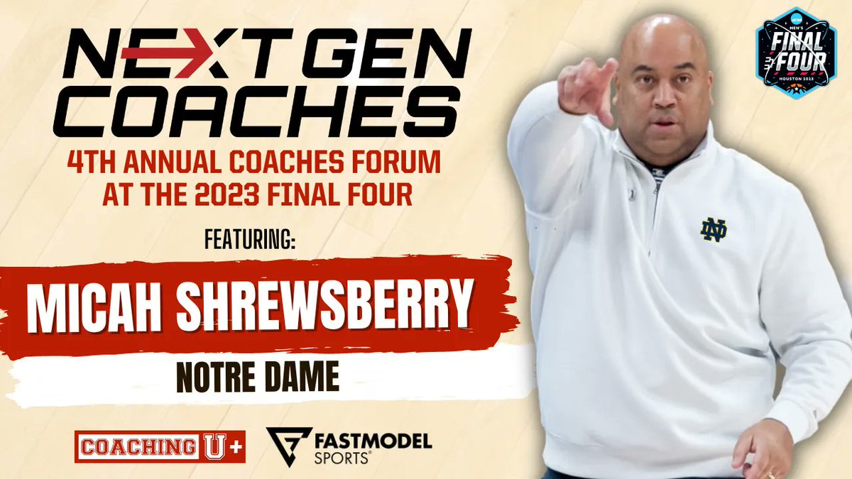 🚨 Join us for the 2023 NextGen Coaches Forum featuring <a href="/Coach_Shrews/">Micah Shrewsberry</a>

🗓️: Sat, April 1st
⏰: 12:30 PM
📍: George R. Brown Convention Center Room 320A
🎟️: Free to <a href="/FMS_Software/">FastModel Sports Basketball Software</a> Users

Register NOW:
nextgen-coaches.com/2023

Presented by
<a href="/FastModel/">Fastmodel Sports</a> &amp; <a href="/Coaching_U/">Coaching U</a>