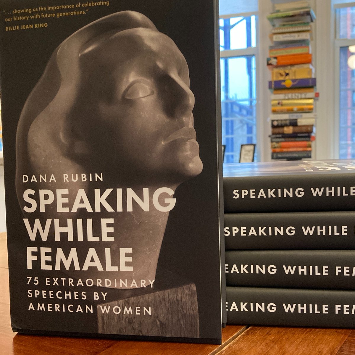 So excited to have @SpeakingWFemale's new volume of speeches in my hands. I bought five so I can give them as gifts. My family just got a kitchen-table reading of Gloria Steinem at Vassar, 1970. 💛💜💛