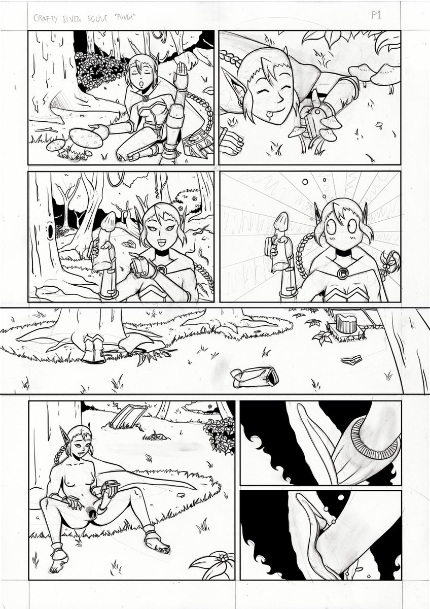 FoxlitNights's tweet photo. Lil inky preview of my smut comic, "The Crafty Elven Scout", a collection of smutty short comedy comics. This one is, appropriately enough, titled "Fungi".

#nsfw #smut #smutnetwork #eroart https://t.co/XOe3PDsSHT