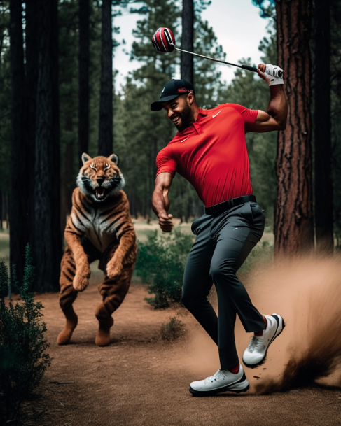 AInsteinDesign's tweet photo. A Tiger in the woods vs. Tiger Woods https://t.co/yWL4y8lUR0