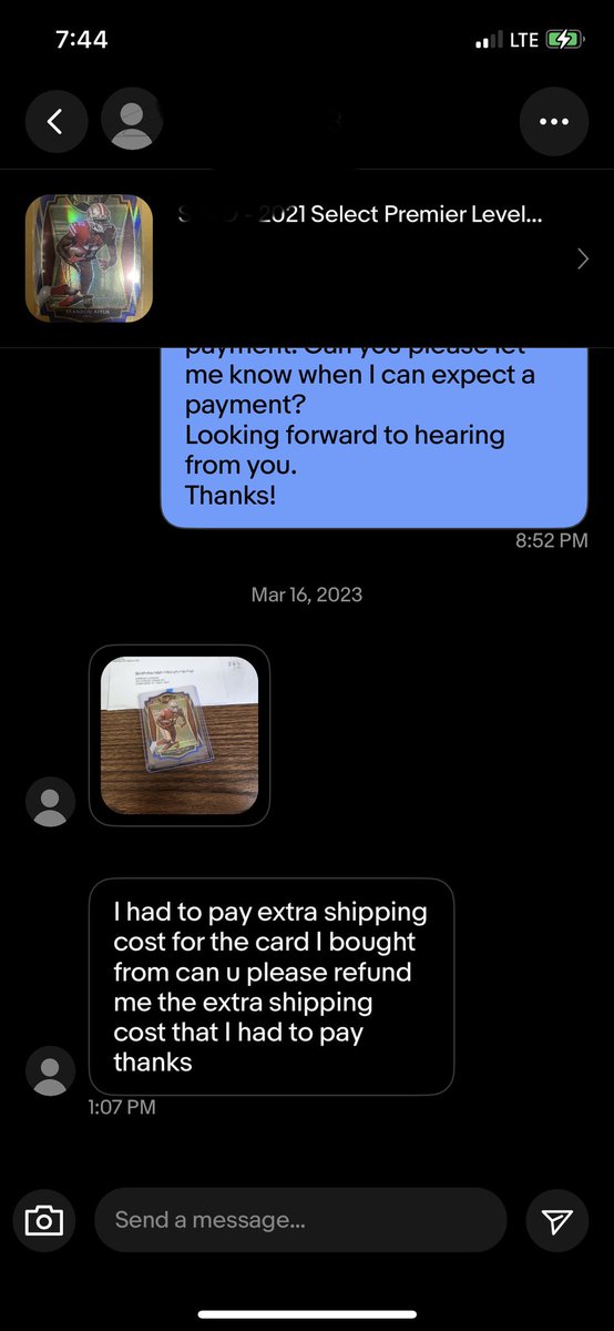 tmilbrath's tweet photo. @CardPurchaser curious, ever happened before? Contacted ebay and said no refund needed, seems fishy? https://t.co/fEvJf7fpzA