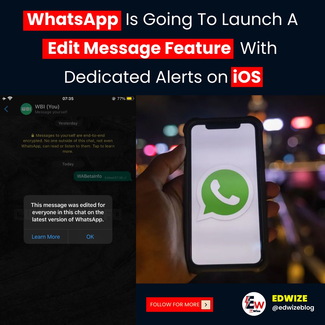 WhatsApp Working on Edit Message Feature With Dedicated Alerts on iOS

#whatsapp #whatsappfeature #whatsappnewfeature #whatsappupdate #newupdate #techupdate #whatsapp2023 #meta #metaupdate #metaupdate #viralpost #newpost #bestpost #trendingpost #trending #foryou #foryoupage