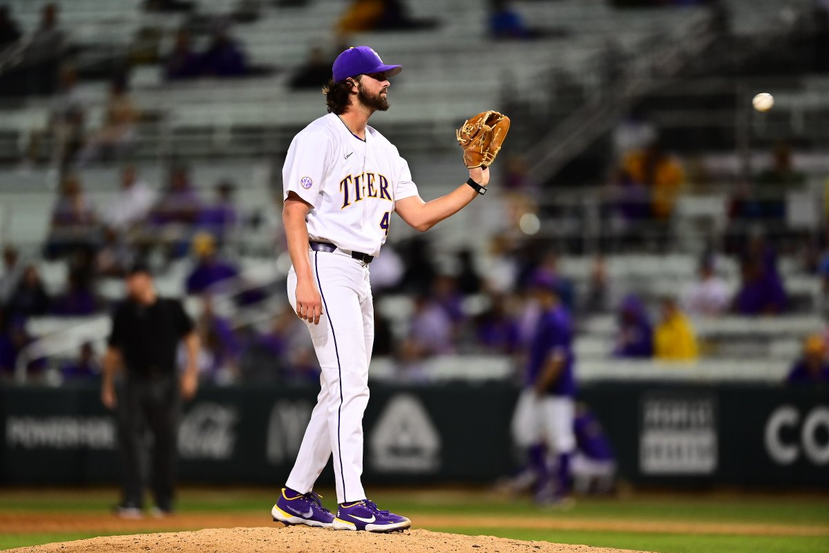 LSUbaseball's tweet photo. 💯

@theblakemoney  has now thrown 100 career innings, tallying 100+ strikeouts. https://t.co/ND87CXembL