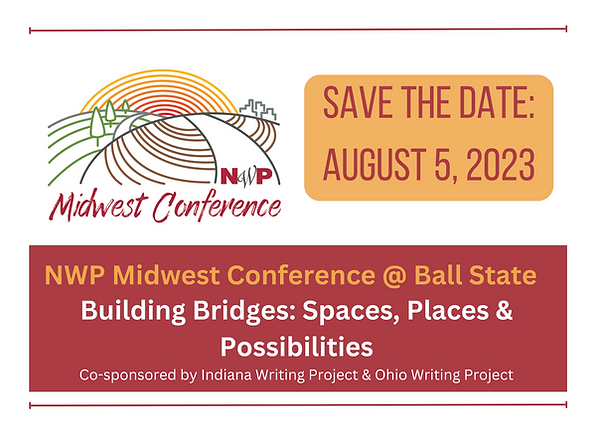 writingproject's tweet photo. The Indiana WP and @owp have joined forces to power the Midwest Writing Conference this summer, August 5! #nwpwritenow #elachat #engchat https://t.co/6l0zVOOkU6 https://t.co/QdUUx9UI1o