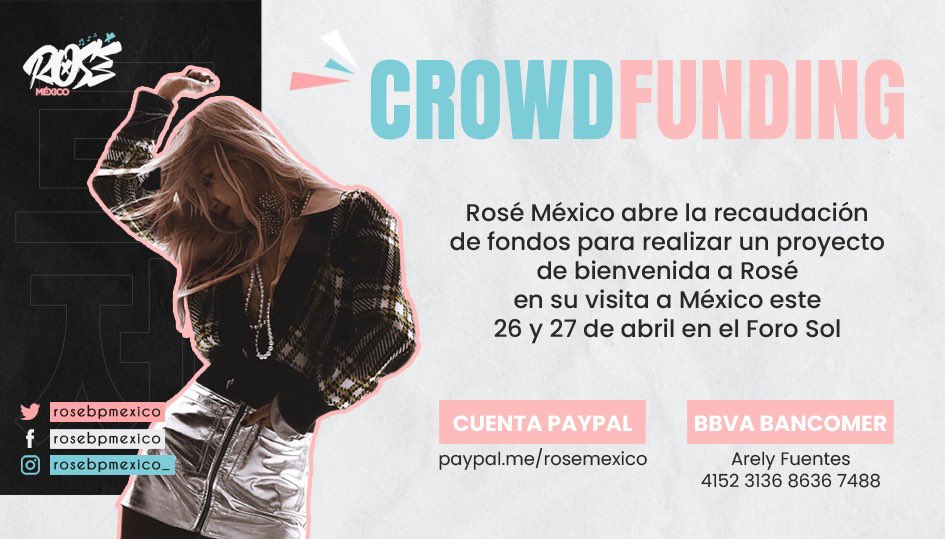 rosebpmexico's tweet photo. 🗣️ MÉXICO 🗣️

 Veremos a Rosé en menos de un mes🥹

¡Preparémonos y hagamos nuestro mejor esfuerzo para crear grandes recuerdos para ella en México!

Nuestra meta es conseguir $2000 mxn para hacer este proyecto realidad

⏰ 28 de Marzo al 21 de Abril

Cualquier cantidad suma🫰🏽 https://t.co/k3h1NLCds9