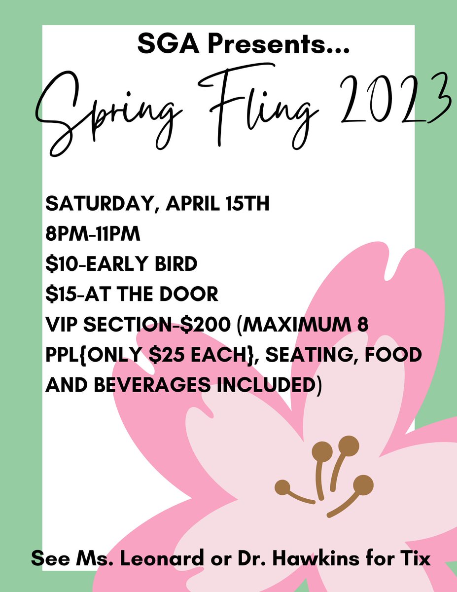 Spring Dance Tix on Sale now!!