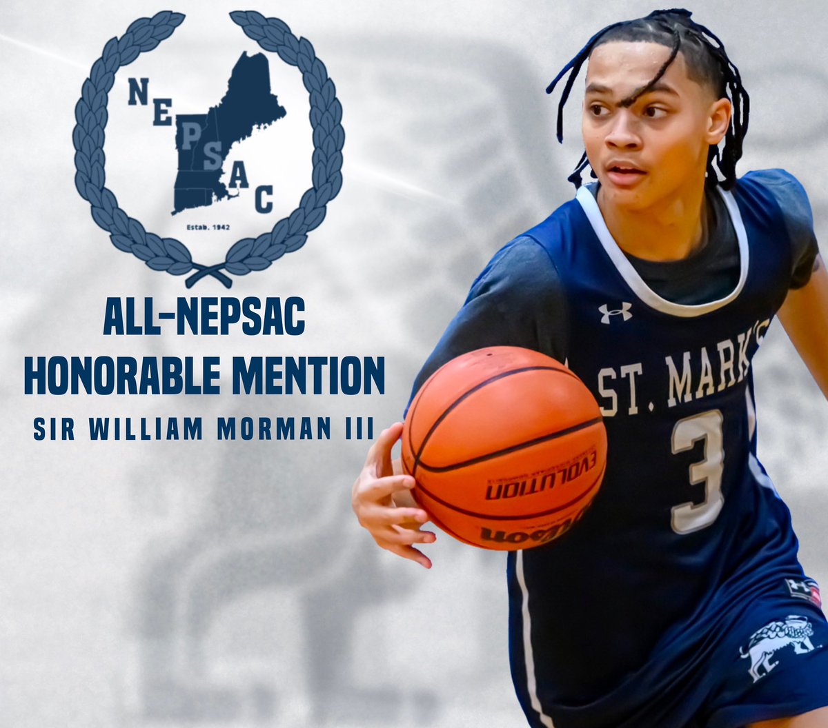 Congrats to Sir William Morman III ‘24 on being named to the All-NEPSAC Class B Honorable Mention team! A well deserved honor for Morman III after a tremendous Junior season #GoSMLions