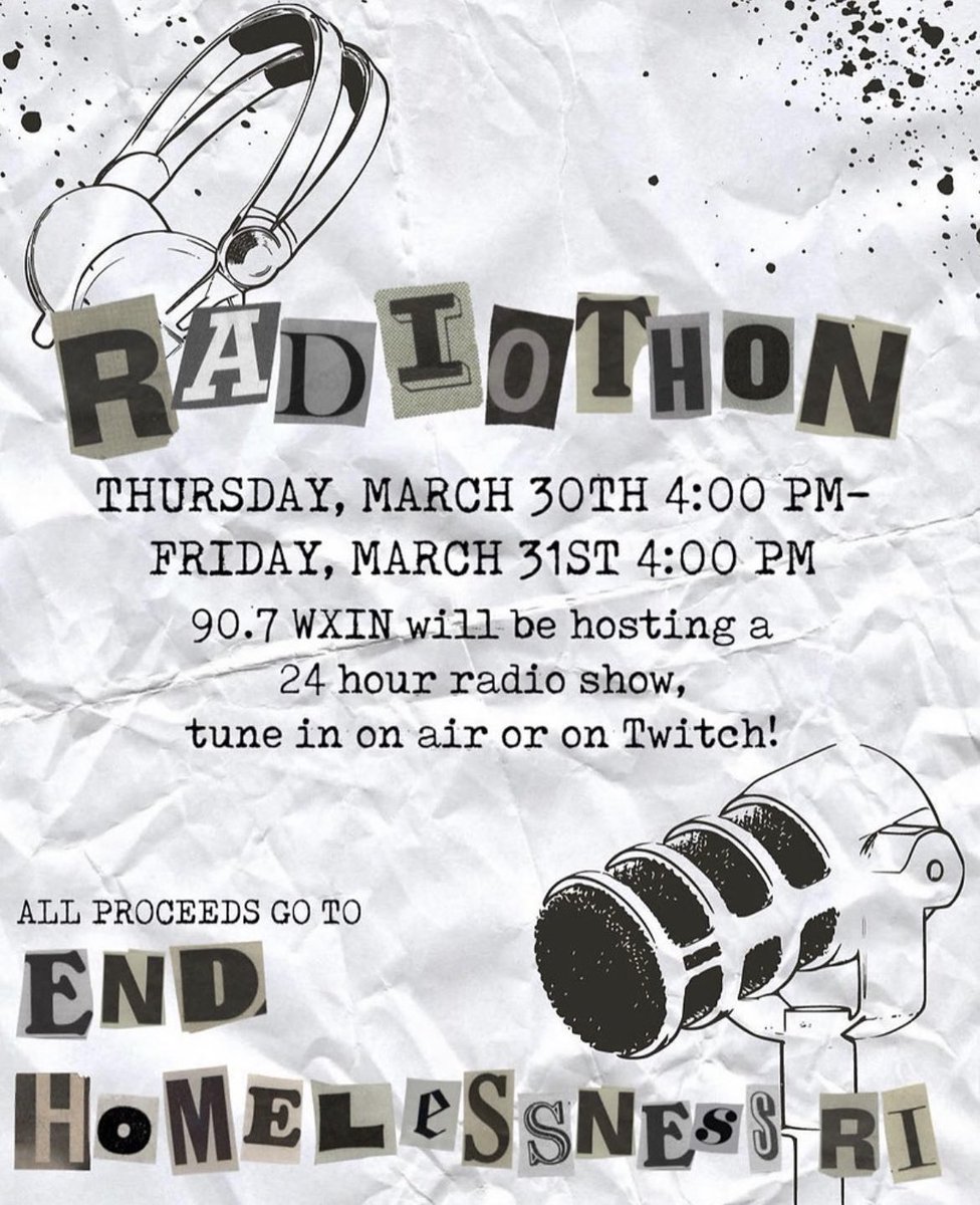 TheAnchorRIC's tweet photo. 90.7 WXIN, a student-run radio station on campus, is holding its annual Radiothon event!

Read about the 24-hour radiothon in this article written by editor-in-chief, Raymond Baccari

Tune in via WXIN’s Twitch page or on the air within a mile’s radius of RIC’s campus on 90.7 FM. https://t.co/uonFU7L3Hm