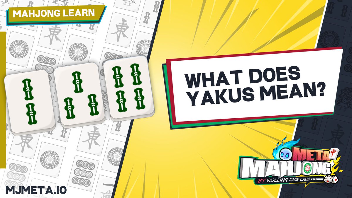 0xMJM's tweet photo. Yakus are specific combinations of tiles that are needed to complete a winning hand.
There are many different types of Yakus, each with a different value. For example, a common yaku is Tanyao, which is a hand made up of single pieces only (no honor or end pieces).

#mahjong #p2e https://t.co/wy9ciak1NG