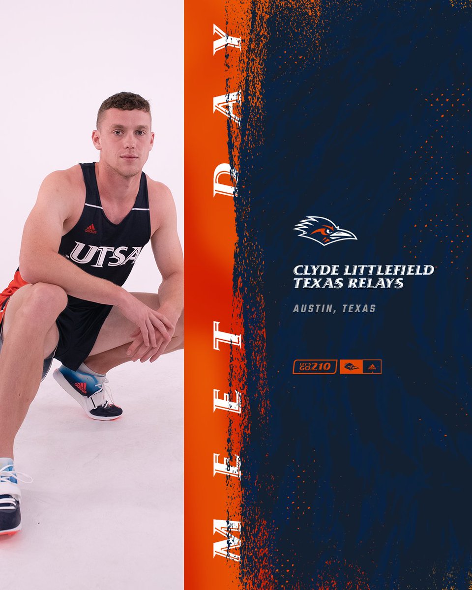 UTSA Track & XC (@utsatrackxc) on Twitter photo ๐จMEET DAY๐จ
๐ Clyde Littlefield Texas Relays
๐๏ธ Mike A. Myers Stadium
๐ Austin, Texas
โน๏ธ texassports.com/sports/relays
๐ relays.texassports.com
๐บ <a href="/LonghornNetwork/">Longhorn Network</a>
๐ป es.pn/3lQ8DBe (6:30 p.m.)
#BirdsUp ๐ค ๐จMEET DAY๐จ
๐ Clyde Littlefield Texas Relays
๐๏ธ Mike A. Myers Stadium
๐ Austin, Texas
โน๏ธ texassports.com/sports/relays
๐ relays.texassports.com
๐บ <a href="/LonghornNetwork/">Longhorn Network</a>
๐ป es.pn/3lQ8DBe (6:30 p.m.)
#BirdsUp ๐ค
