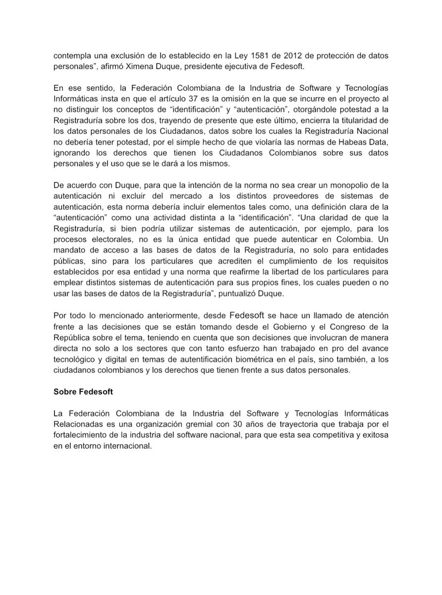 Mañana la <a href="/PrimeraSenado/">Comisión Primera Senado</a> continuará con el debate de la Reforma al Código Electoral.
El Art 37 de ser aprobado crearía un Monopolio en manos de la <a href="/Registraduria/">Registraduría Nacional del Estado Civil</a> en materia de identidad y autenticación digital, además de no contemplar la Ley de Habeas Data.