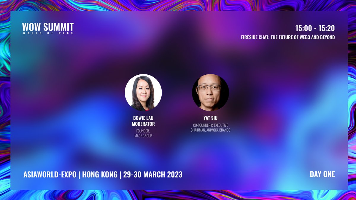 LOUDERGlobal's tweet photo. 🎉 Can't wait for today's @WOWsummitWorld panel in Hong Kong ft. Bowie Lau &amp; @ysiu! Eager to learn about #P2E from these experts as an audience member. Don't miss this insightful event! 🎮💡 #PlayToEarn #Esports #GamingIndustry #HongKong https://t.co/UlKsSZErbz