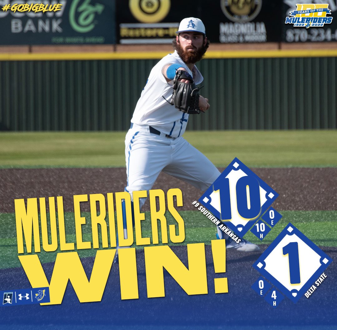 MuleriderSports's tweet photo. 🚨💪⚾️ Burke’s gem💎➕ early offense sends #️⃣9️⃣ Muleriders past longtime rival Delta State on Tuesday afternoon in Magnolia‼️ SAU hosts Ouachita in #theGAC weekend series to wrap up an 8️⃣-game home stand💥 #GoMuleriders #LetsRide #Muleriders100 https://t.co/HnDfxoH3YS