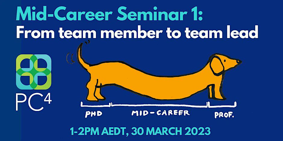 "How do you progress your career at the mid-career stage?"

Tomorrow at 1 pm, PC4 is hosting a 1-hour seminar featuring leading experts in public health research.

They will discuss how to make the transition from team member to team leader.
Registration: rb.gy/gs4j