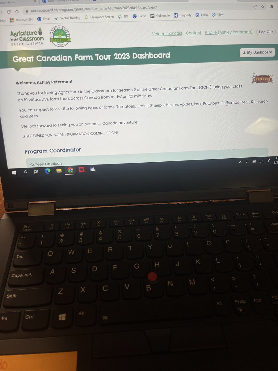 Just registered my class for the @aitcsk Season 2 of the Great Canadian Farm Tour! I am so excited🚜🌾