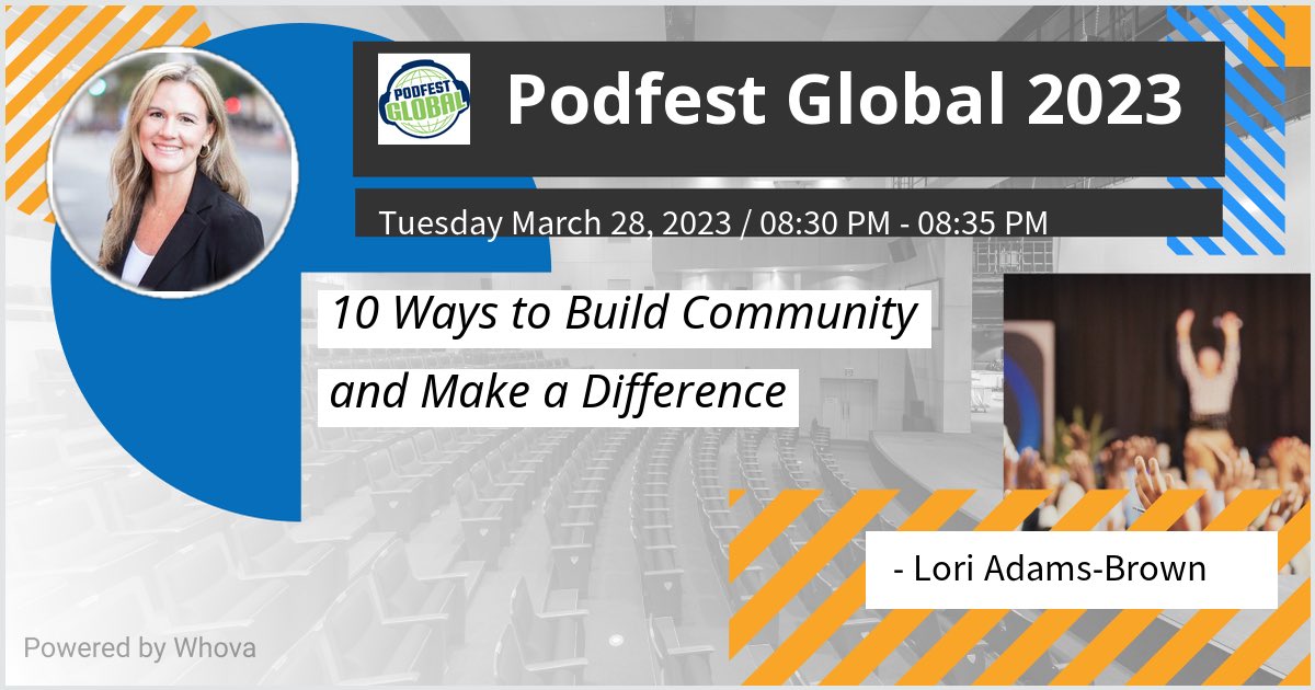 loriadbr's tweet photo. I am speaking tonight at Podfest Global 2023. Please check out my talk if you're attending the event! โ10 Ways to Build Community and Make a Difference.โ Use my code Adams-Brown49 for a free ticket at: https://t.co/LgheSWiR0o #podfestglobal โฆ@AWODPodโฉ #podcast https://t.co/CqA2d8kh3I