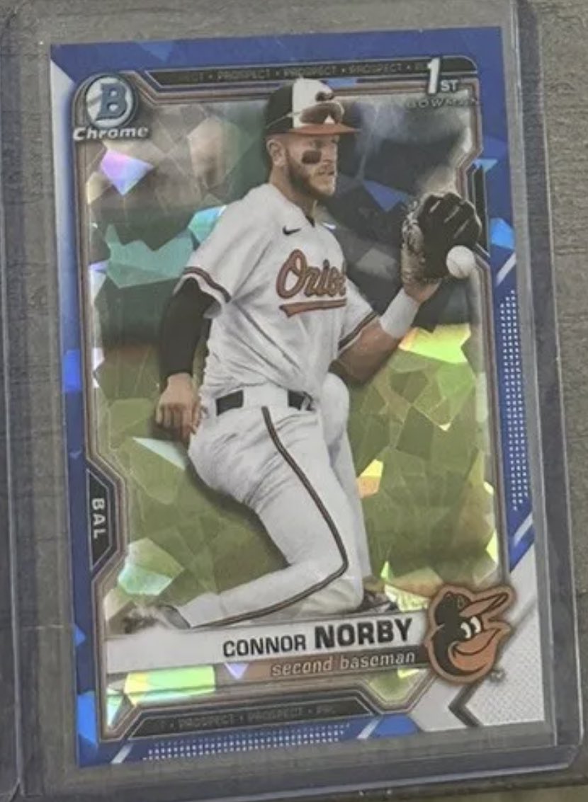 Like retweet and be a follower. I’ll select one follower that likes and retweets to win this Connor Norby card tomorrow around 2pm Eastern.