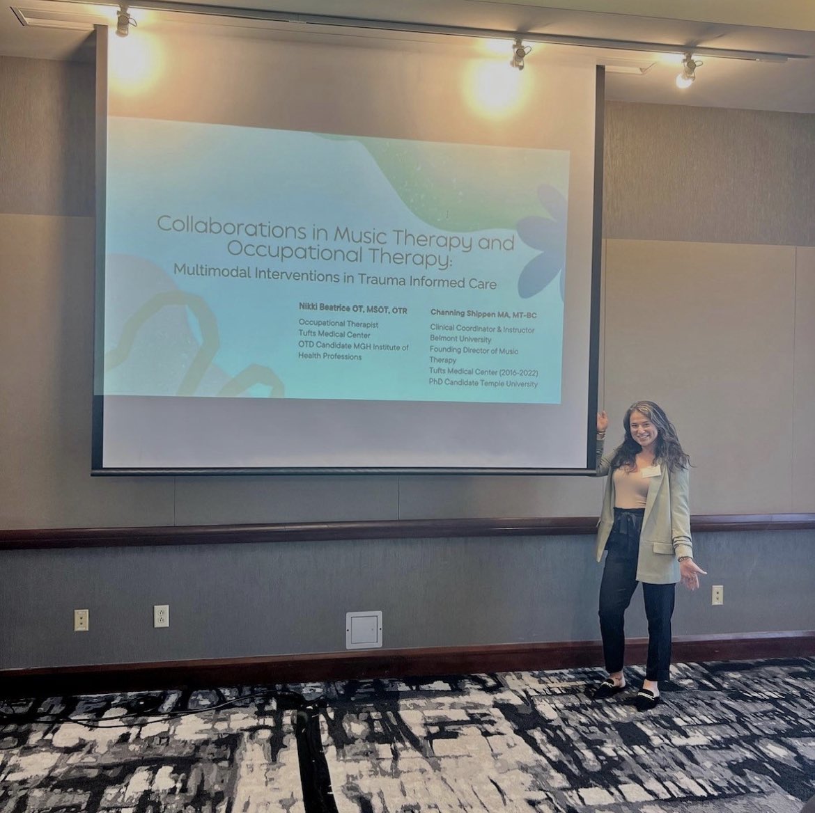 @NikkiBeatrice1 Psych OT @TuftsMedicalCtr and @ChanningShippen Instructor of Music Therapy @BelmontUniv presented Collaborations in Music Therapy and Occupational Therapy: Multimodal Interventions in Trauma Informed Care at #SERAMTA conference! @AmtaResearch #MentalHealthCrisis