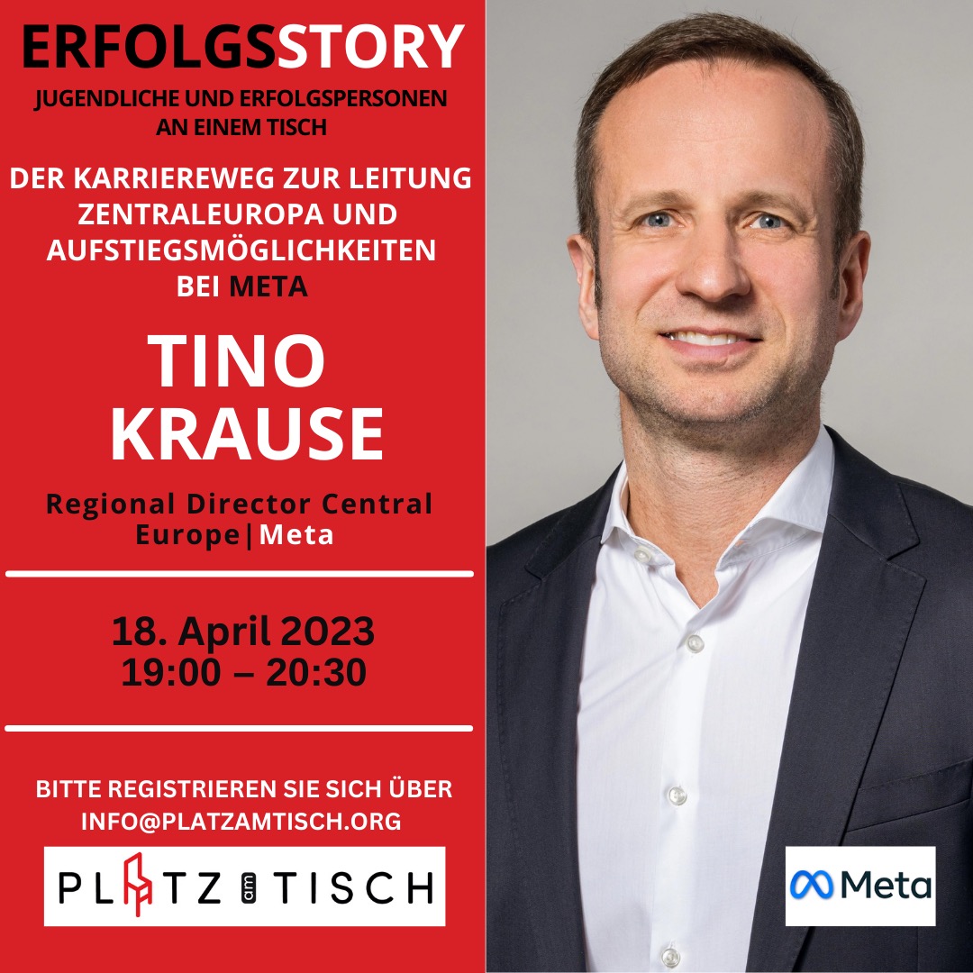 platzamtisch's tweet photo. 📢 VIRTUELLE VERANSTALTUNG | TINO KRAUSE | REGIONAL DIRECTOR CENTRAL EUROPE BEI META (FACEBOOK)

THEMA: DER KARRIEREWEG ZUR LEITUNG ZENTRALEUROPA UND AUFSTIEGSMÖGLICHKEITEN BEI META

📆 18. April 2023 | 19:00 - 20:30
®️Anmelden: https://t.co/1TXKRqrLV1

@MetaGermany

#meta https://t.co/EwmHQtWae9