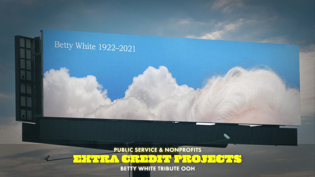 The winner in the Public Service &amp; Nonprofits category is so simple yet complex. It’s charming, unmistakable, clever and playful just like its subject, reminding us why we loved her.

The Gold OBIE Award winner is <a href="/Extracreditproj/">Extra Credit Projects</a> for Betty White Tribute. 

#OBIEAwards #OOH2023