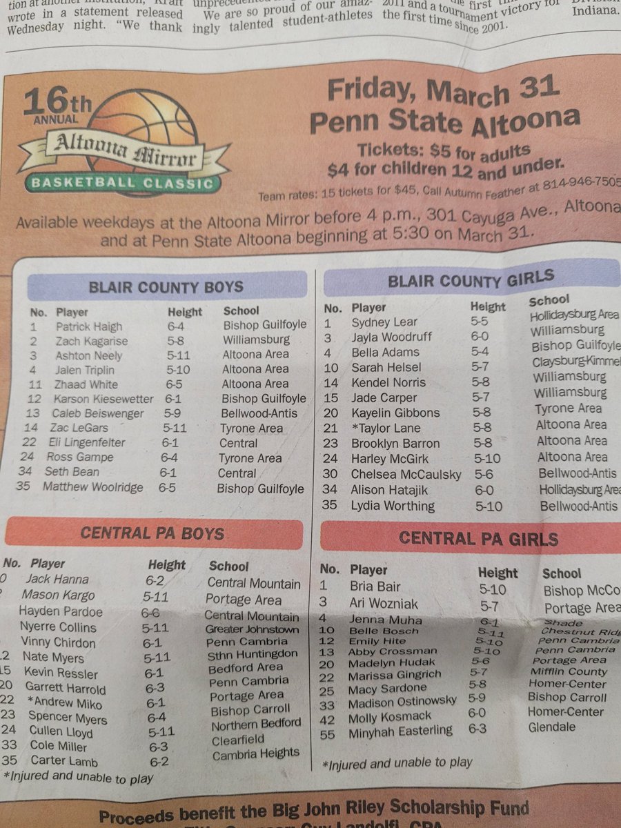 Mason and Andrew will be part of this All Star Game on Friday. Maddy and Ari will also be part of the girls game!