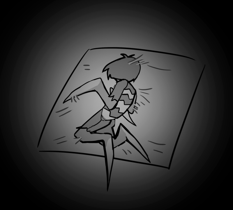 sentrywyrm's tweet image. my fanart of alex dying in a glue trap #alexbasics #abibaz