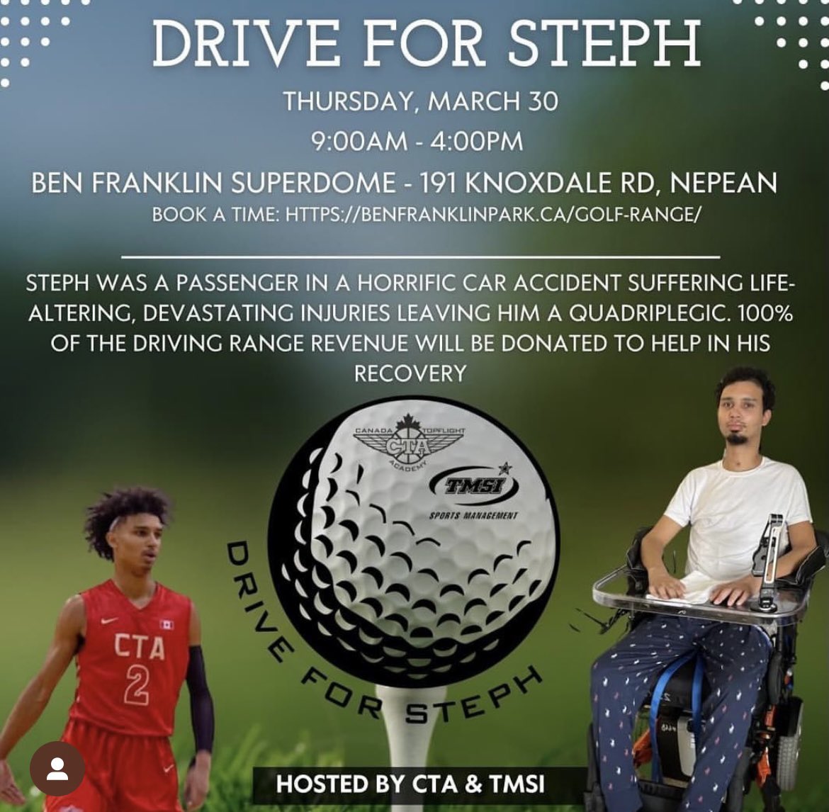 All of our indoor driving range proceeds on Thursday, March 30th will be donated to Steph. ❤️ Please come out and practice your swing in support of an amazing young man! #StephStrong