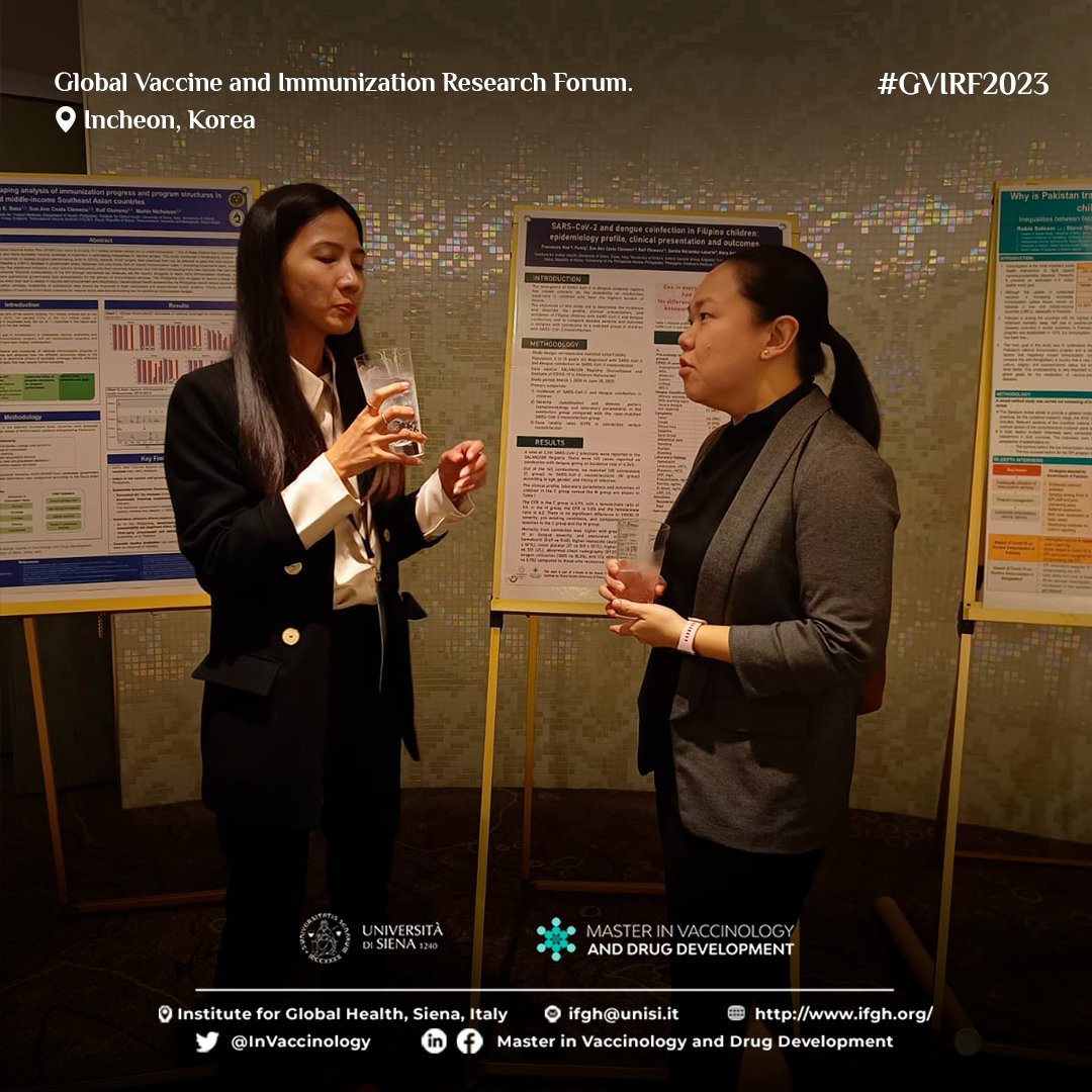 InVaccinology's tweet photo. This is impact!👏 More on #GVIRF Day #1
✔️Poster presentation at Global Vaccine and Immunization Research Forum (GVIRF) 2023, Incheon, Korea. 🇰🇷
Our graduates are active in academia, public health, and R&D focused on vaccines and medicines.
#UniversityOfSiena #IFGH #GVIRF2023 https://t.co/X3BkiAcTWd