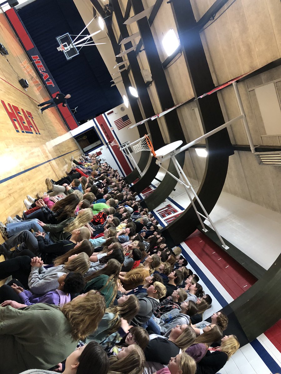 StaceyDay6's tweet photo. Yesterday was a great day at West Central! Ben Rudrud presented to all of our students about the importance of relationships, being a good friend and kindness.  What an important message and a fun day! https://t.co/F8m1pXNJbS