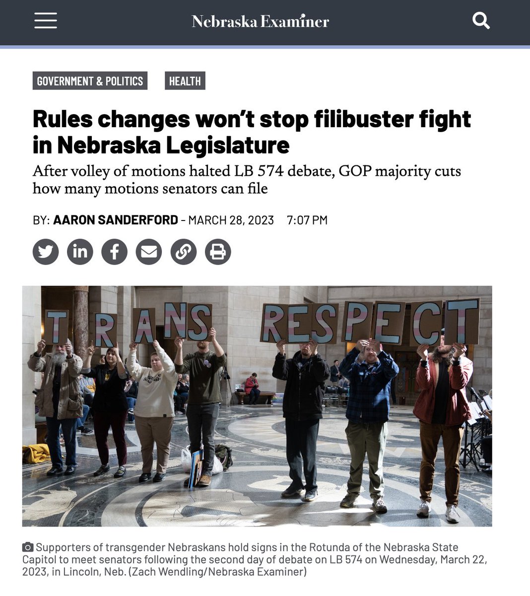 NebraskaMegan's tweet photo. There's a headline. Rules changes won’t stop filibuster fight in Nebraska Legislature.

https://t.co/KE1uaQ22Qc https://t.co/kl0BGvfWyx