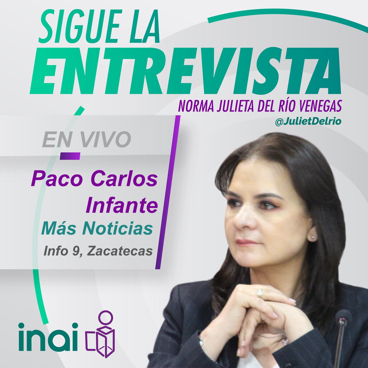 INAImexico's tweet image. 📌🎙️La comisionada @JulietDelrio platica con Paco Carlos Infante en #MásNoticias de @canal9zac
 
📻 Síguela #EnVivo por facebook.com/infotv9zacatec…