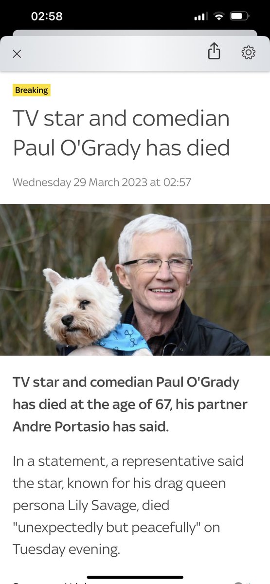How sad RIP Paul O’ Grady. Such a down to earth person. The pied piper of dogs who raised the profile of Battersea dogs him. God bless.