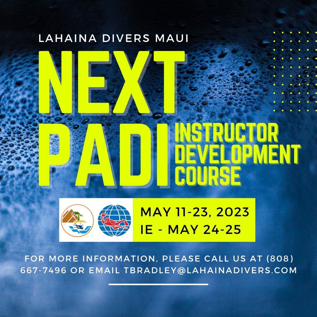 👉Package includes:
*Free Accommodation for the first 4 participants
*PADI AWARE Shark Conservation and Dive Against Debris
Instructor Specialty courses
*EFR Instructor and all materials
*Resume and job placement assistance and MORE

#lahainadivers #instructordevelopmentcourse