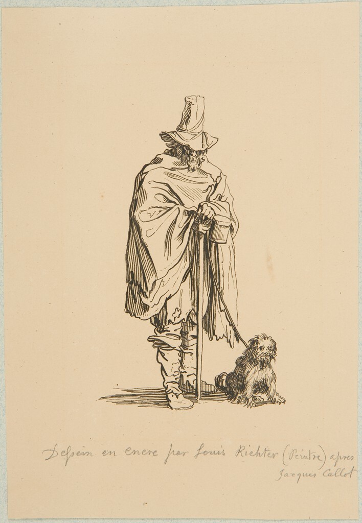 Adrian Ludwig Richter, Blind Beggar with his Dog, after Callot, 19th century #adrianludwigrichter harvardartmuseums.org/collections/ob…