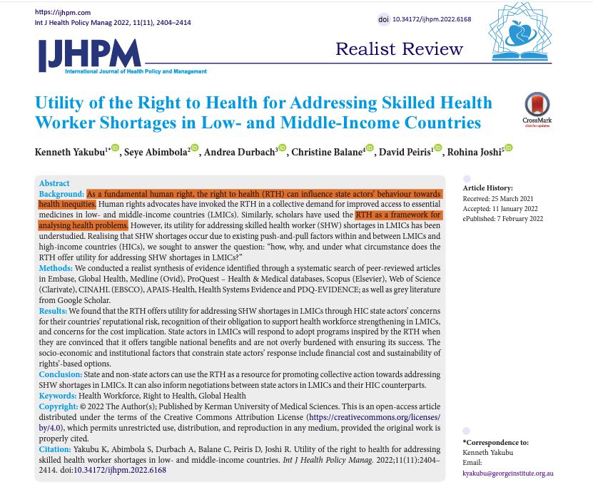 'Right to Health' not only protect 'Patients' right' 

It also effectively ensure 'Rights of Providers' #healthworkforce #HRH #Doctors 

Please read this wonderful paper by colleague @mallamyaks1016
@seyeabimbola @rohinajoshi 
ijhpm.com/article_4195.h… 
#RTH  #RTH_Bill @SonaliVaid