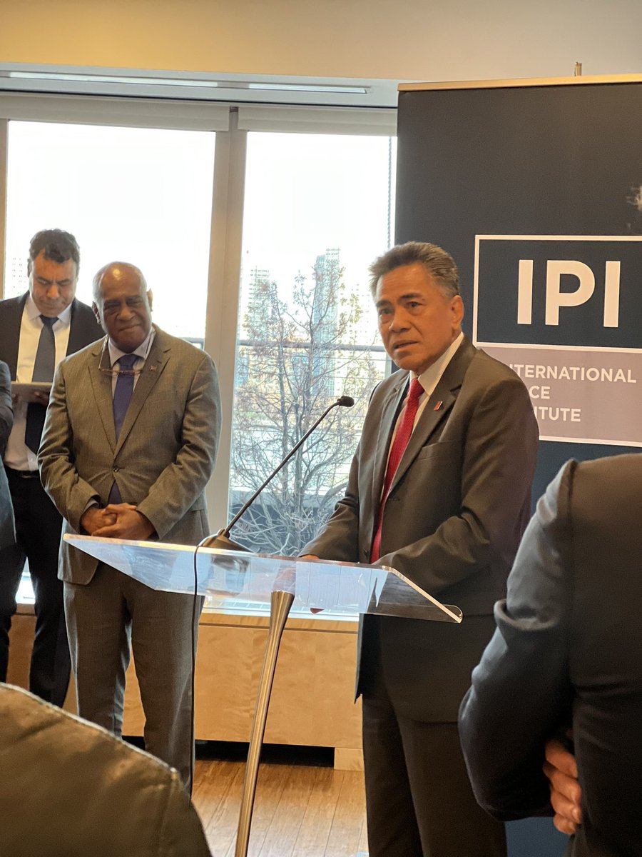 SamoaUN's tweet photo. Amb. Luteru had the honour to say a few words on the eve of the adoption of the #ICJAO4Climate resolution.

He acknowledged the hardwork of @VanuatuUN &amp;the #ICJAO4Climate CoreGroup in steering this resolution &amp; recognized the @pisfcc for their vision that ignited it all! https://t.co/id2pASkTMh