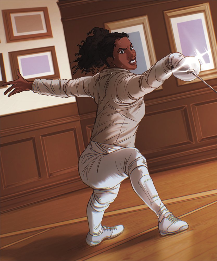 JohannaTheMad's tweet photo. Sabre queen Sally Williams for Day 06!
(this is before she got her gray hairs from so much
teenage drama✨✨✨)

#FENCEchallenge #FENCEcomic https://t.co/UI91IQAR0G