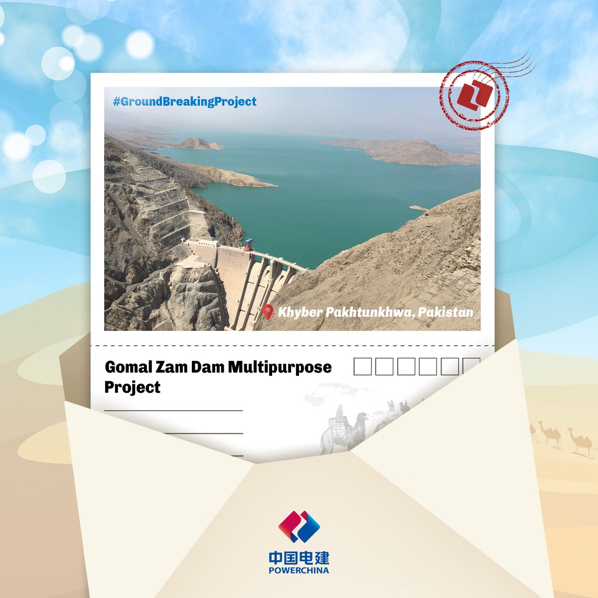 PowerChina_PK's tweet photo. #GroundBreakingProject
The Gomal Zam Multipurpose Project, contracted by POWERCHINA, is the first roller-compacted concrete gravity dam in Pakistan. This project can irrigate 1,919,000 acres of farmland, minimize flood damage, and provide electricity for about 25,000 households. https://t.co/KZACNZj6qE