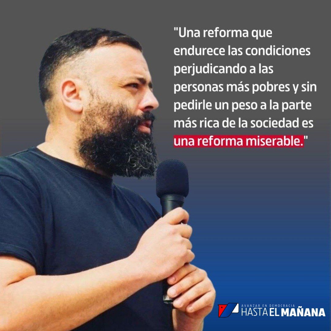 Hastaelma's tweet photo. "Una reforma que endurece las condiciones perjudicando a las personas más  pobres y sin pedirle un peso a la parte mas rica de la sociedad es una reforma miserable."
Nicolás Billar 

@FAMaldonado_
@JfaMaldonado 
@BillarPereyra https://t.co/QShSpaMFNU
