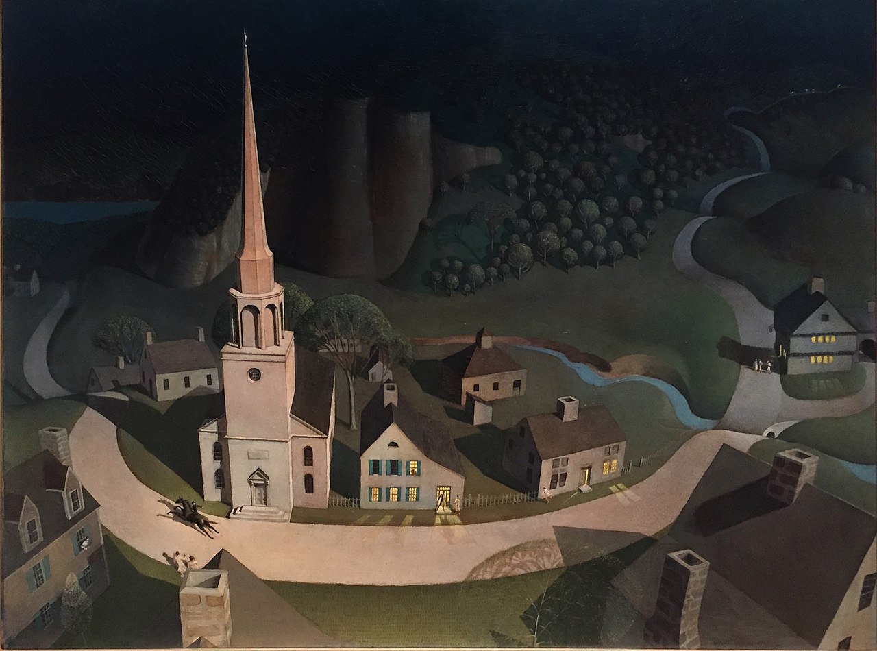The Midnight Ride of Paul Revere, from 1931, is one of his finest paintings.

Here, more than anywhe